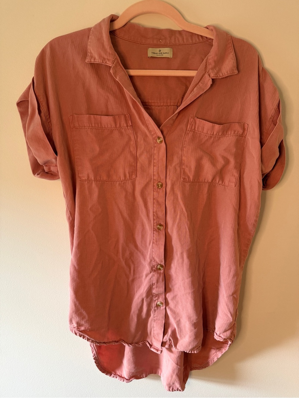 Thread & Supply Salmon Dusty Rose Oversized Button Up Shirt XS/S